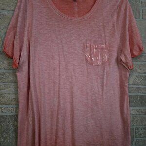 Ulla Popken tee pink w/ embellished pocket 20/22 2x shirt